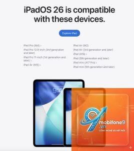 Danh sách iPad hỗ trợ iPadOS mới