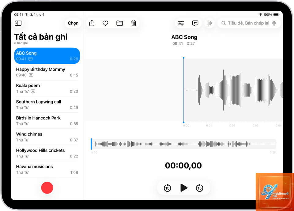 Ứng dụng ghi âm trên iPad - Hình 1