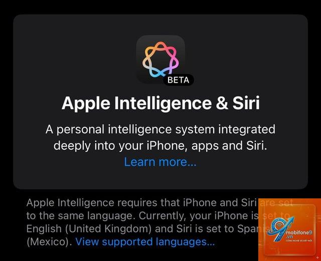 apple intelligence không hỗ trợ ngôn ngữ - Hình 1