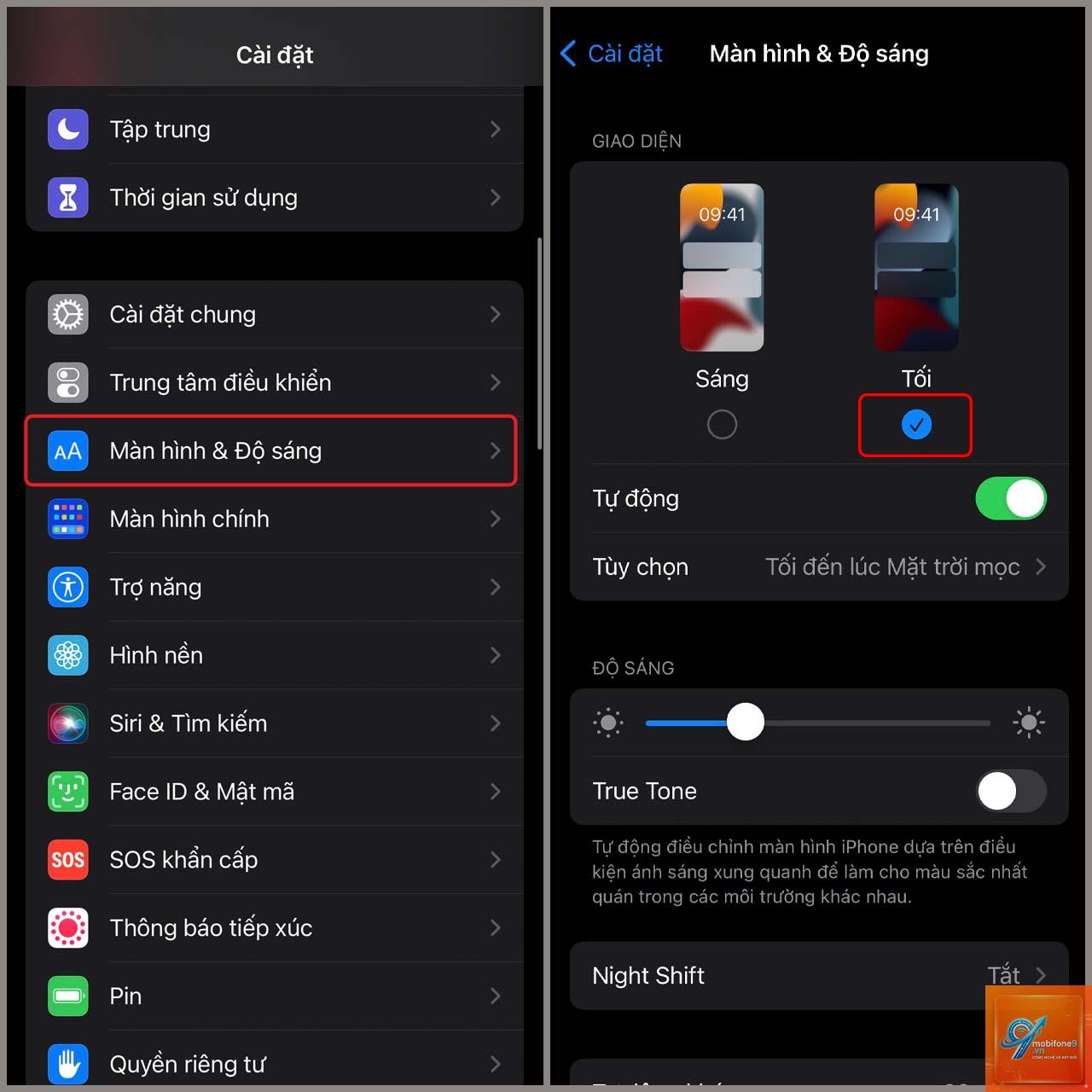bật chế độ ban đêm trên iPhone - Hình 2