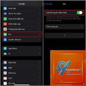 bật chế độ nguồn điện thấp trên iPhone