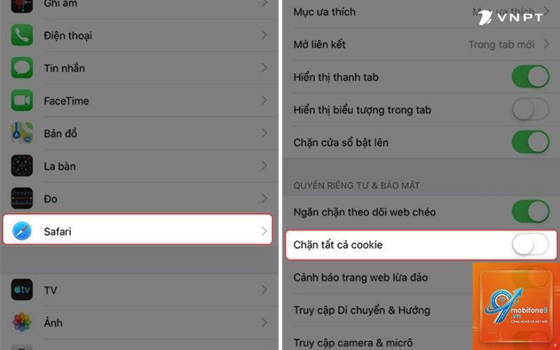 bật cookie trên iPhone - Hình 4