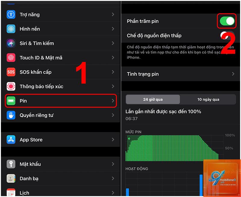 bật hiển thị phần trăm pin iPhone 11 - Hình 2