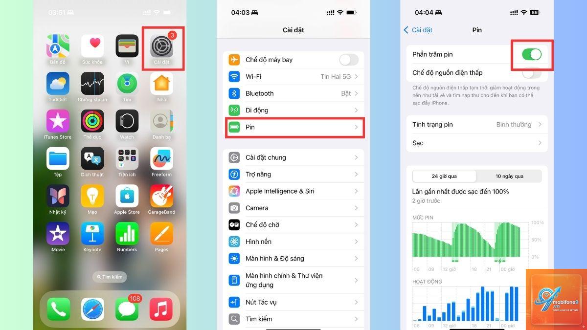 bật phần trăm pin iPhone 13 - Hình 5