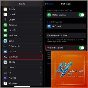 bật ứng dụng dịch thuật trên iPhone