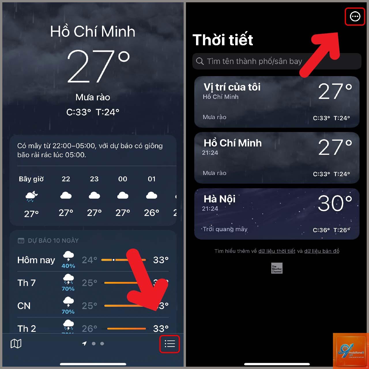 bật ứng dụng thời tiết trên iPhone - Hình 5