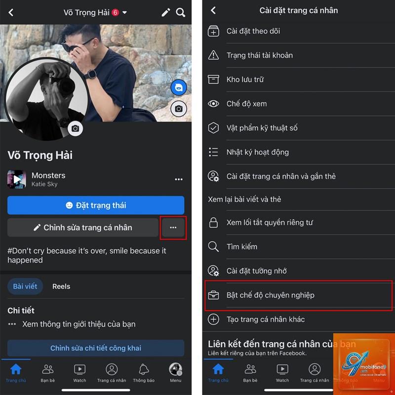 cách bật chế độ chuyên nghiệp facebook trên iphone - Hình 4