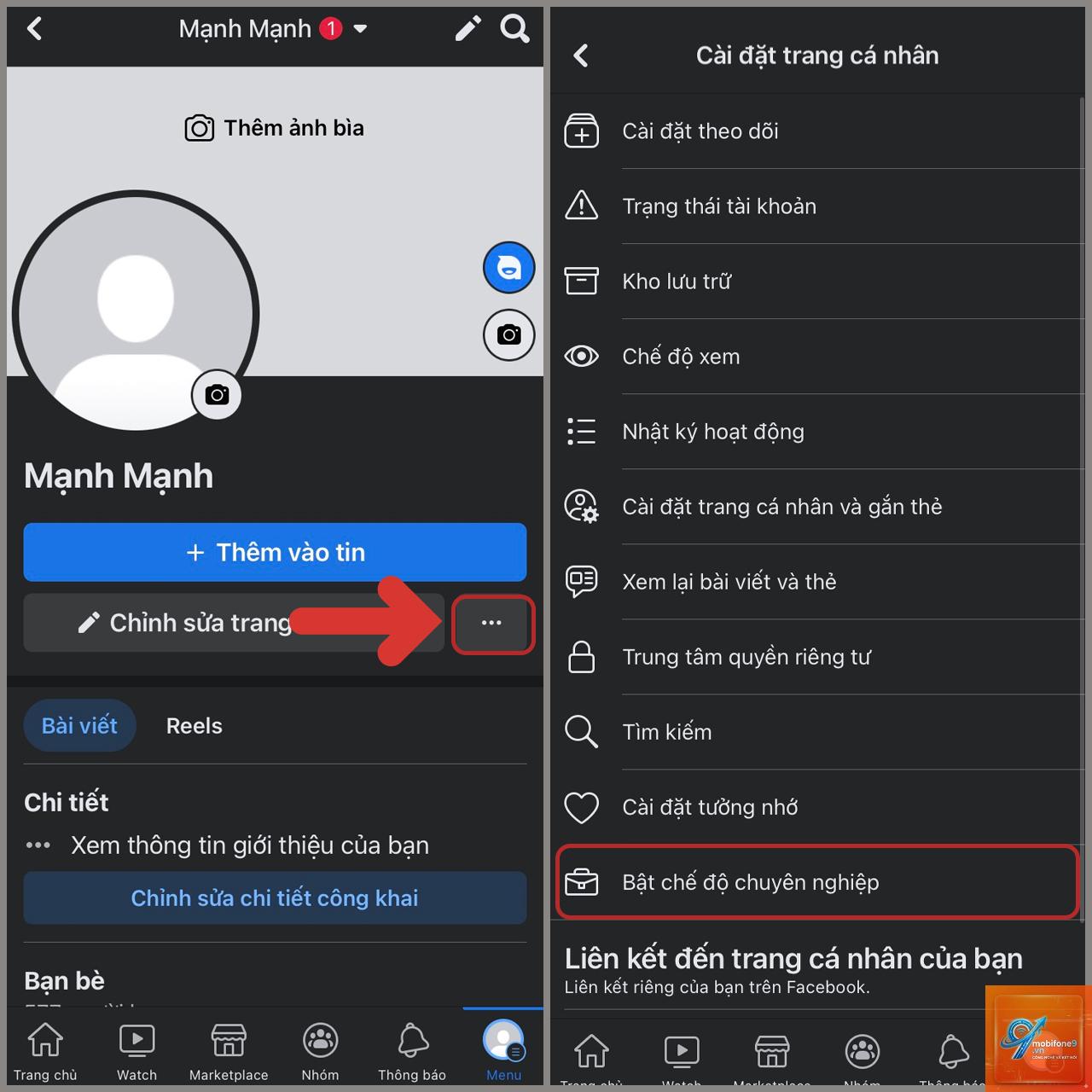 cách bật chế độ chuyên nghiệp facebook trên iphone - Hình 1