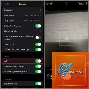 cách bật lưới camera iphone