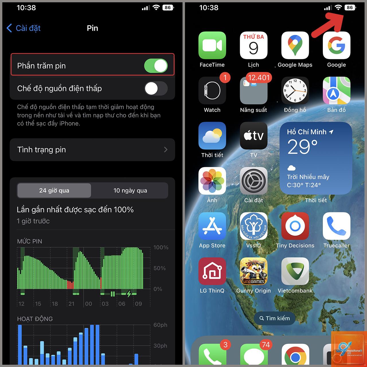 cách cài đặt phần trăm pin trên iPhone - Hình 4
