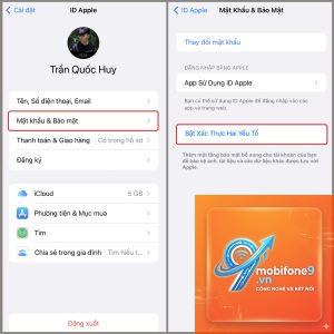 cách cài đặt xác thực hai yếu tố trên iPhone