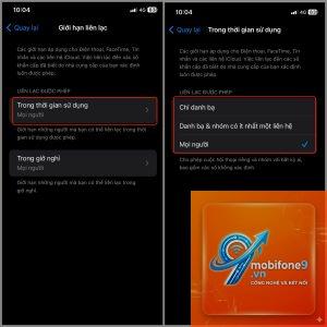 cách đặt giới hạn liên lạc iphone