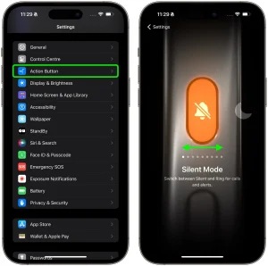 cách đổi chức năng action button iphone