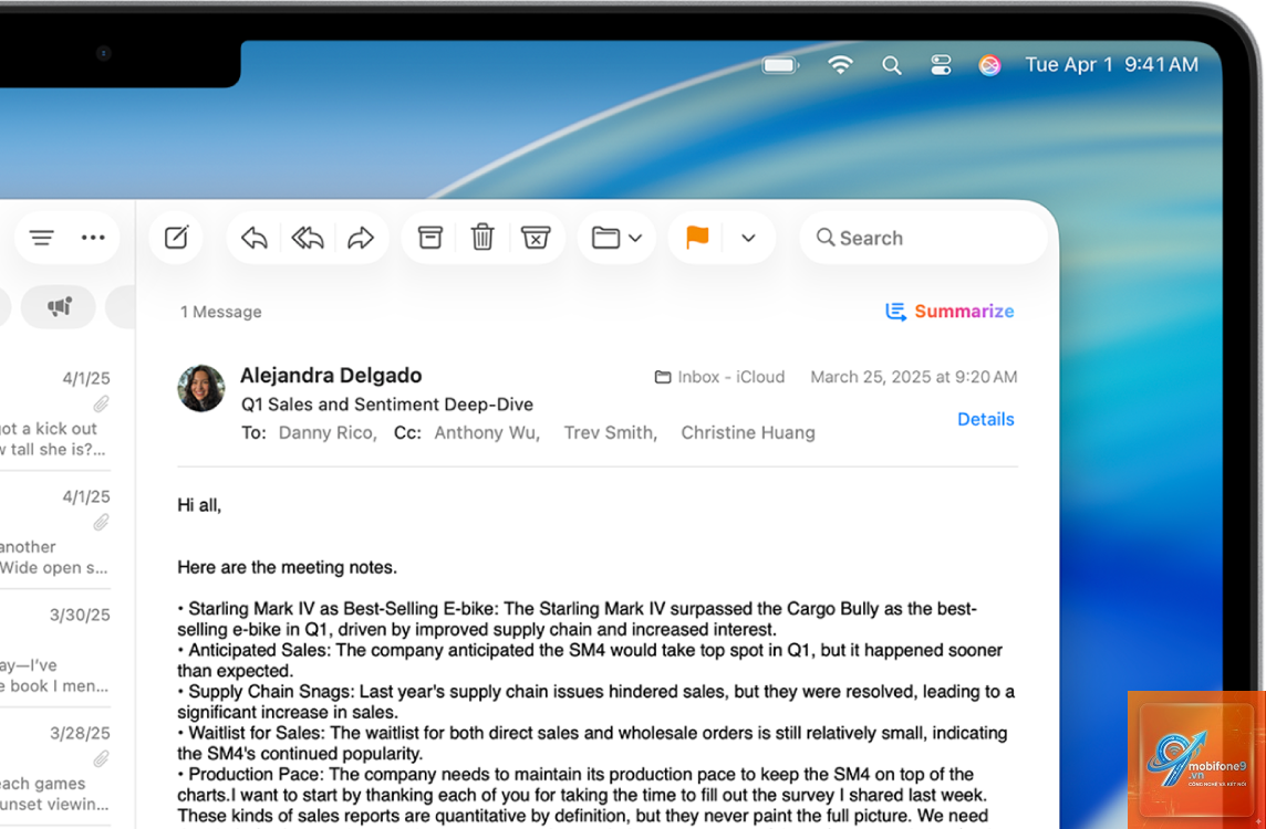 cách dùng apple intelligence trong mail - Hình 1