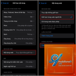 cách giới hạn nội dung người lớn iphone