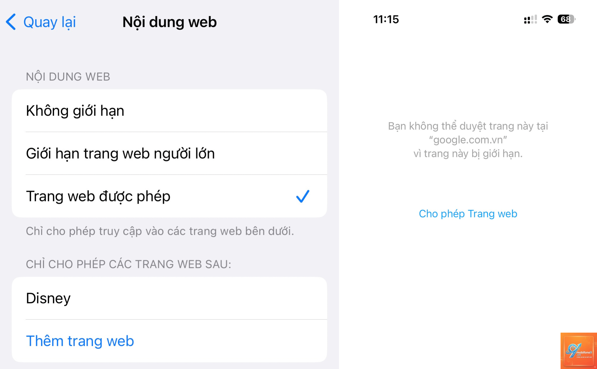cách giới hạn website trẻ em iphone - Hình 3
