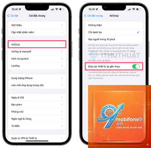 cách gửi số điện thoại bằng namedrop