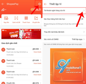 cách liên kết ngân hàng với shopeepay