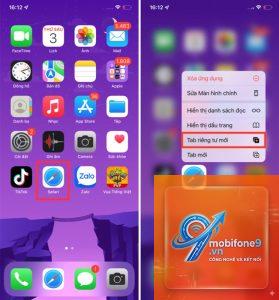 cách mở tab ẩn danh safari iphone