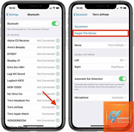 cách ngắt kết nối airpods với iphone - Hình 1
