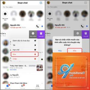 cách xóa tin nhắn messenger trên iphone
