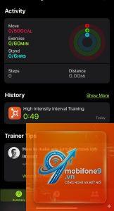 fitness không hiển thị vòng tròn hoạt động