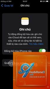 ghi chú iphone không đồng bộ