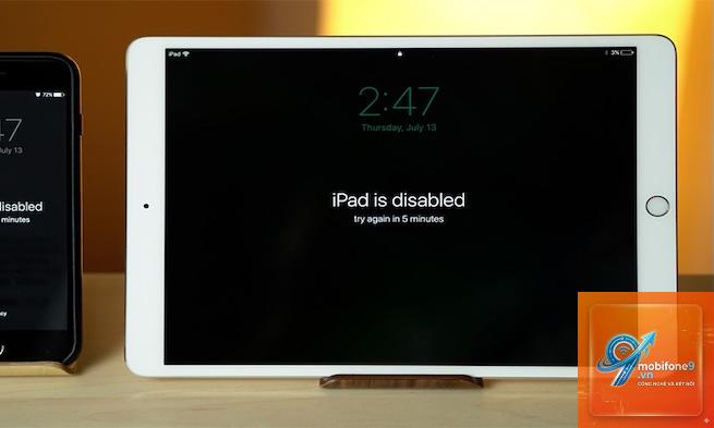 iPad bị vô hiệu hóa do nhập sai mật khẩu - Hình 1