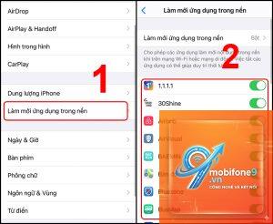 làm mới ứng dụng nền trên iPhone