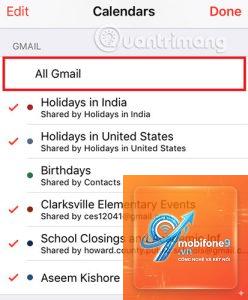 lịch iphone không đồng bộ gmail