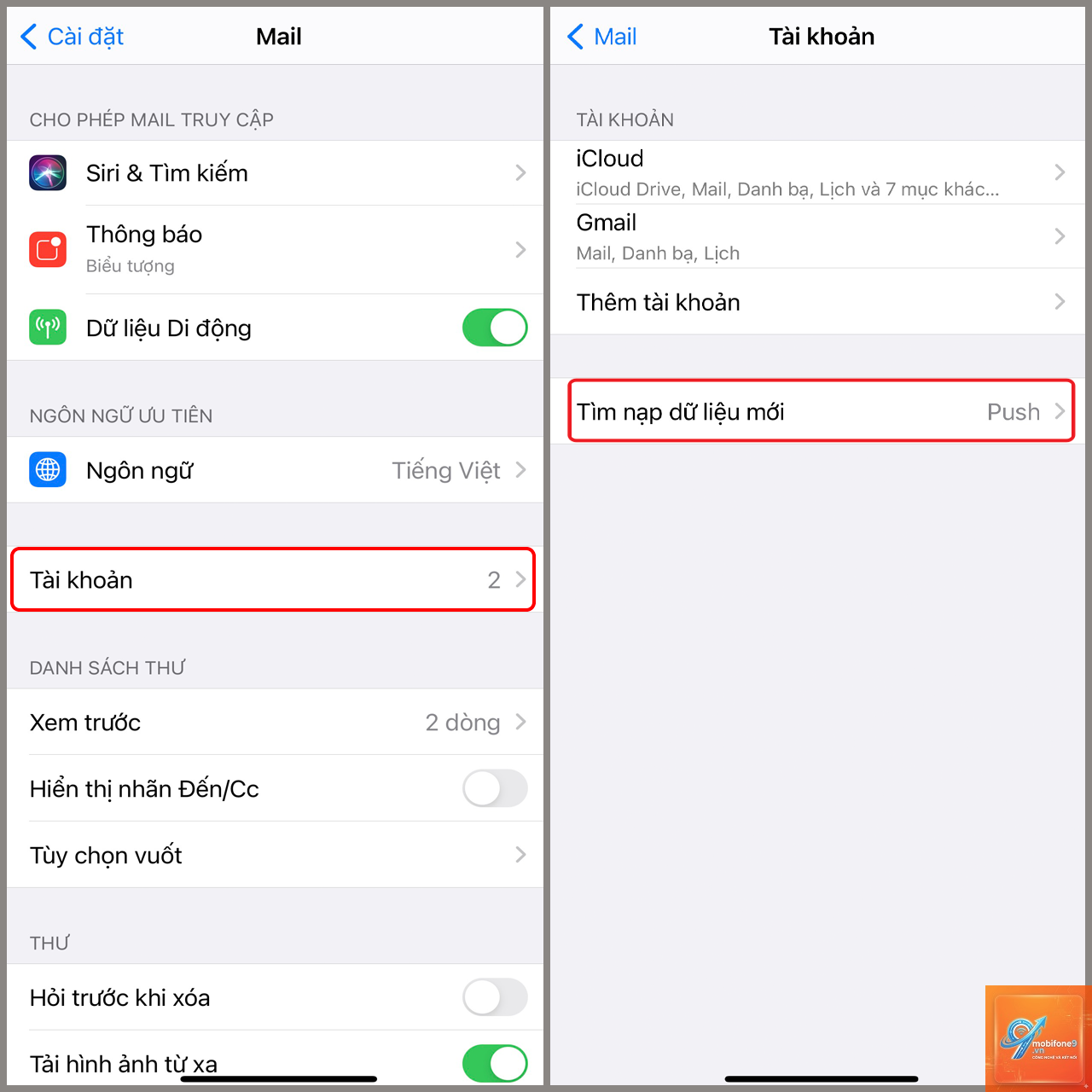 mail iphone không cập nhật thư mới - Hình 1