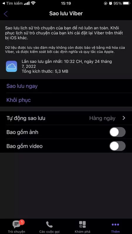 sao lưu Viber Android sang iPhone - Hình 5
