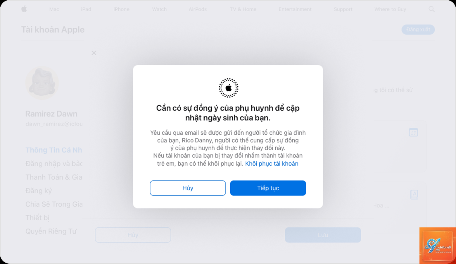 tài khoản trẻ em iphone bị lỗi - Hình 2