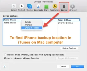 vị trí file backup iPhone trên Mac